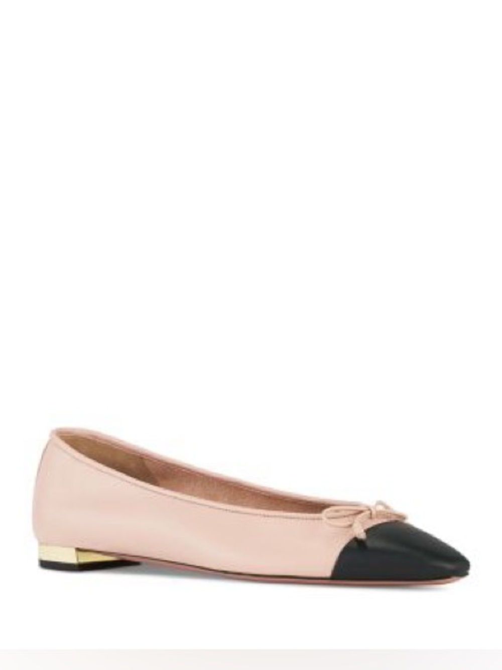 Aquazzura Two-Tone Pointed Toe Ballet Flat in Blush Pink and Black